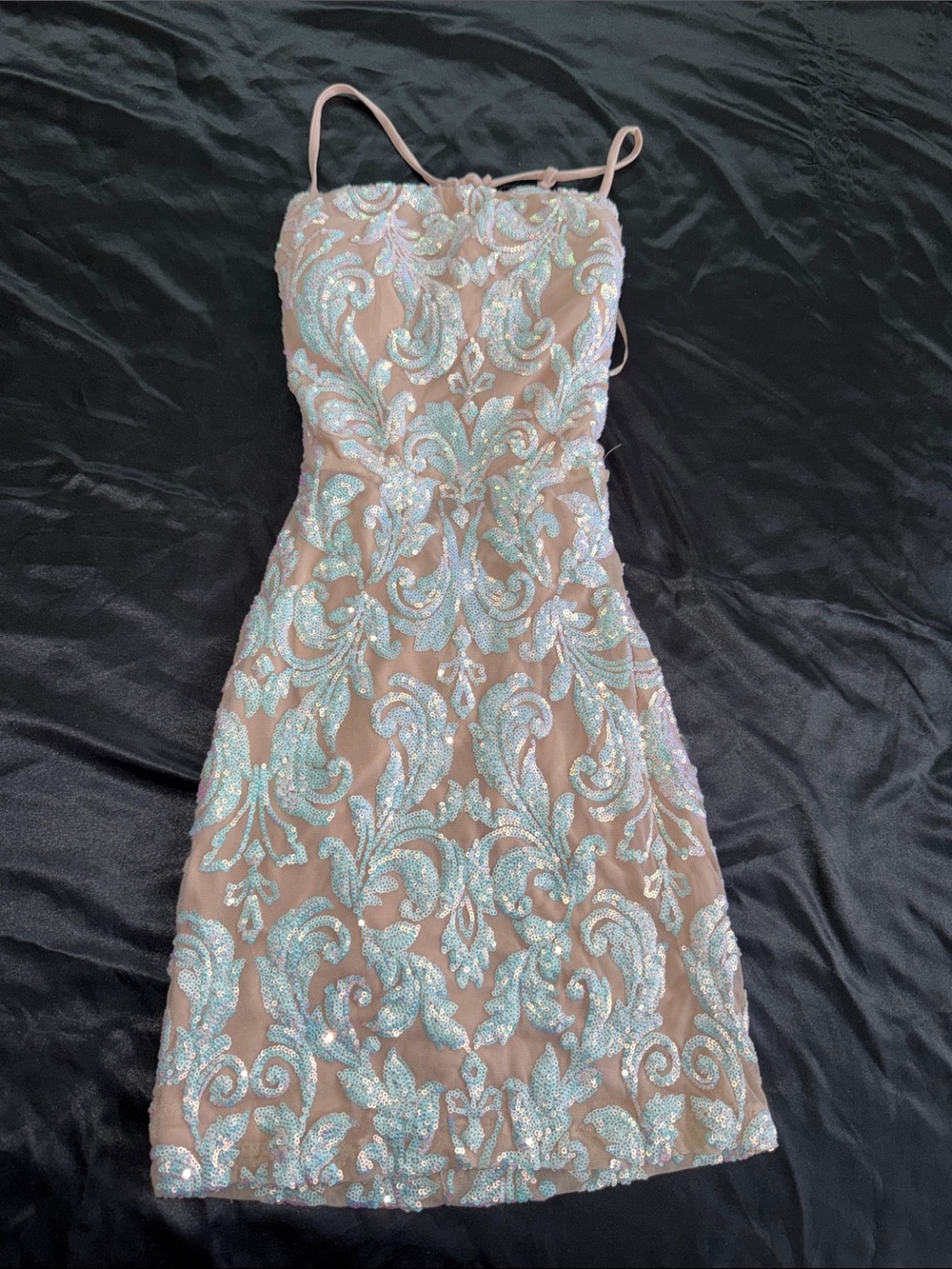 Windsor Iridescent Sequin Embellished Blush Mini Dress